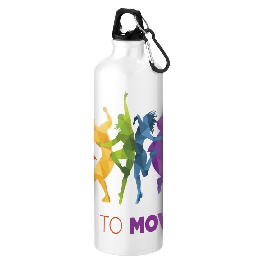 Custom printed Pacific 770 ml aluminium water bottle - white with full colour print