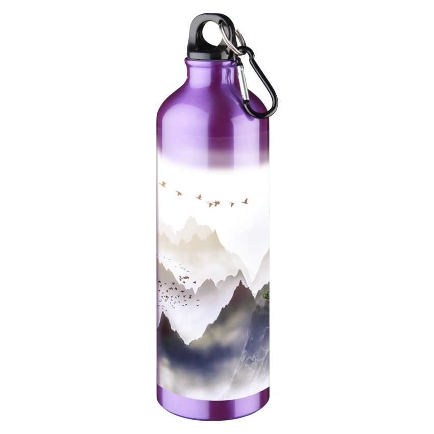 Custom printed Pacific 770 ml aluminium water bottle - purple with full colour print