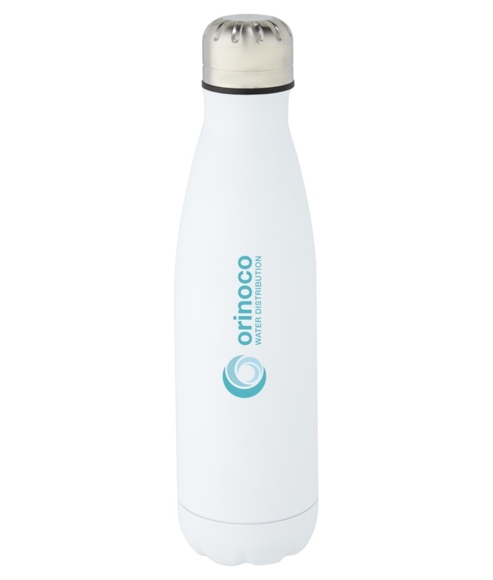 Custom printed Cove stainless steel water bottle - white with 1 colour print