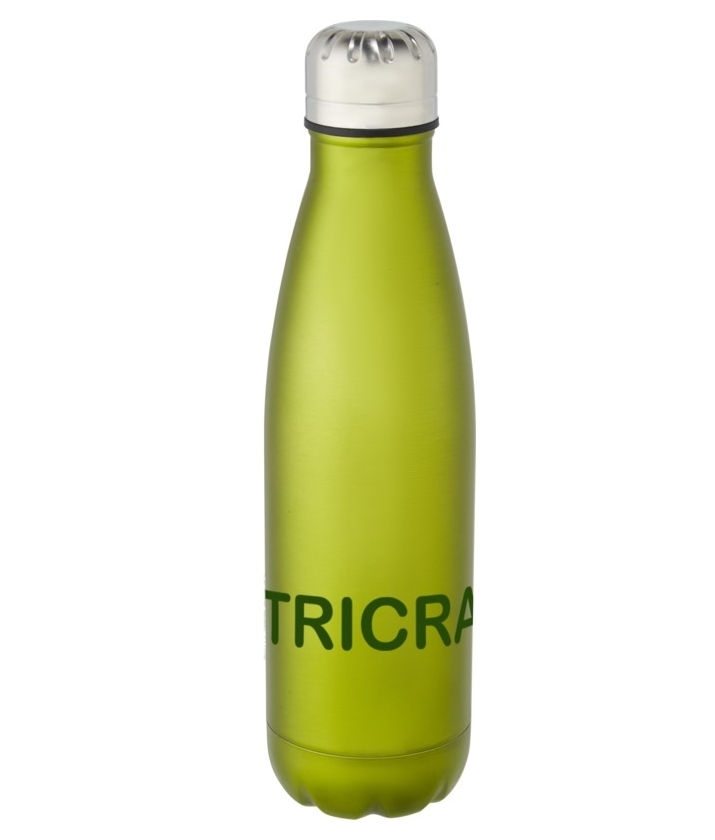 Custom printed Cove stainless steel water bottle - lime green with 1 colour print