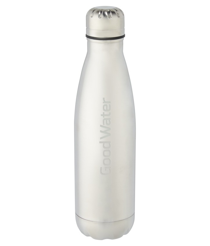 Custom printed Cove stainless steel water bottle - silver with laser engraving