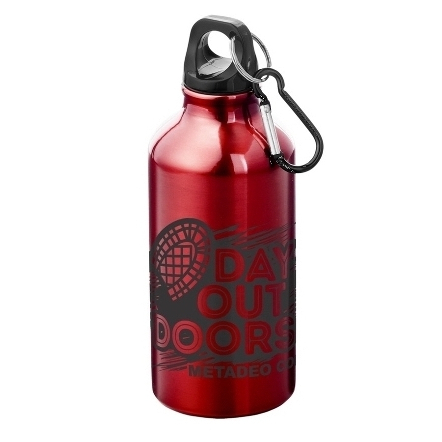 Custom printed Oregon 400 ml aluminium water bottle - red with laser engraving