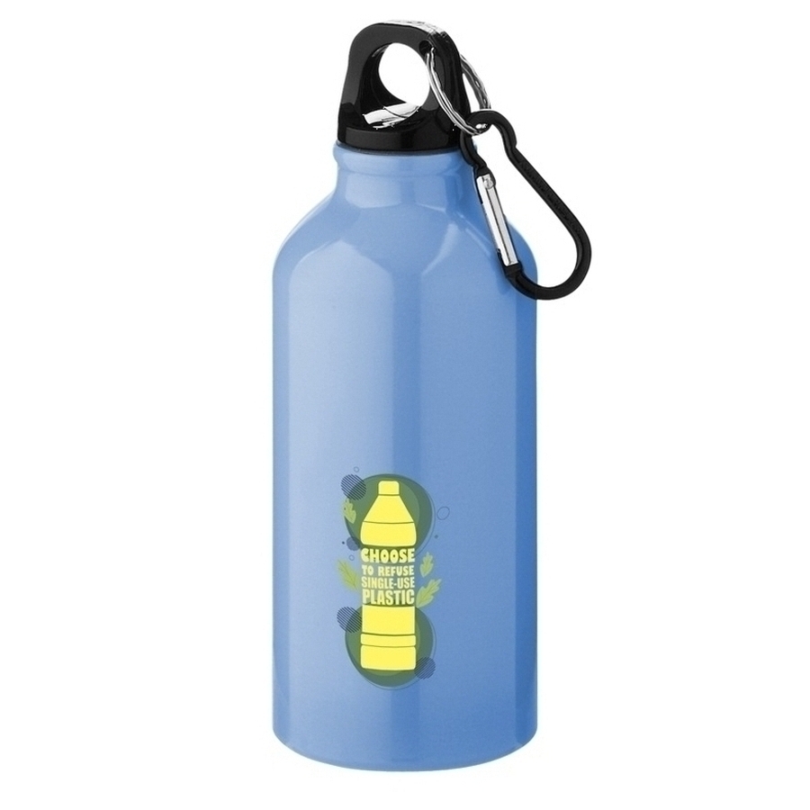 Custom printed Oregon 400 ml aluminium water bottle - light blue with full colour print