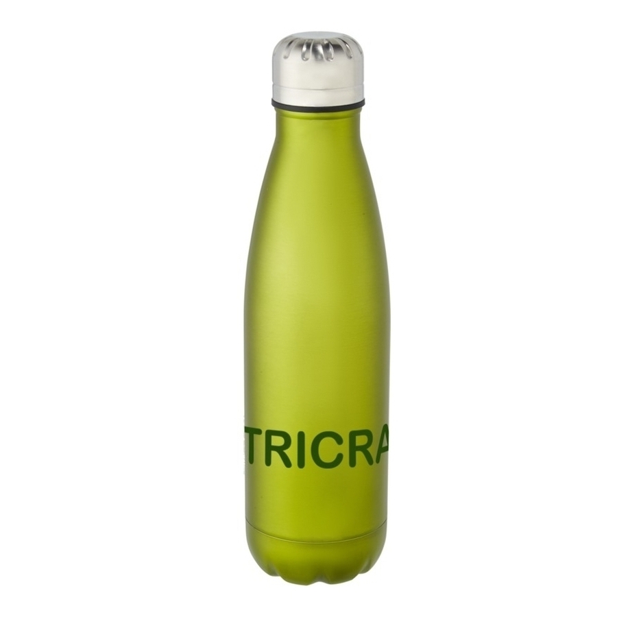 Custom printed Cove stainless steel water bottle - lime green with 1 colour print