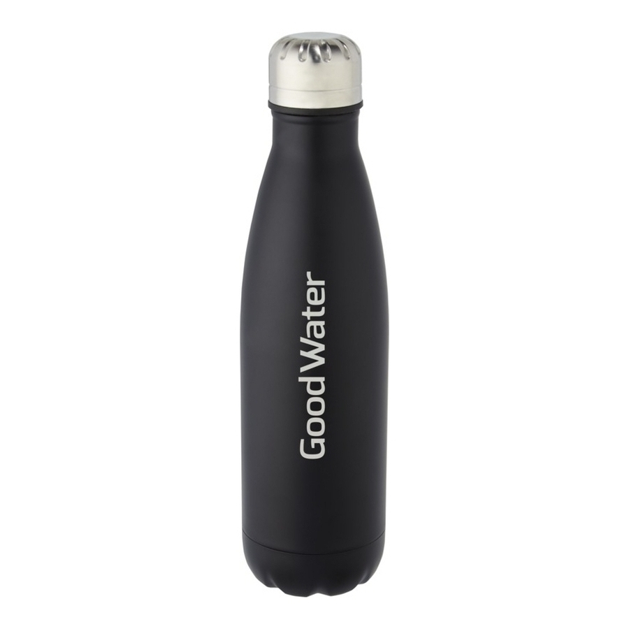 Custom printed Cove stainless steel water bottle - black with laser engraving