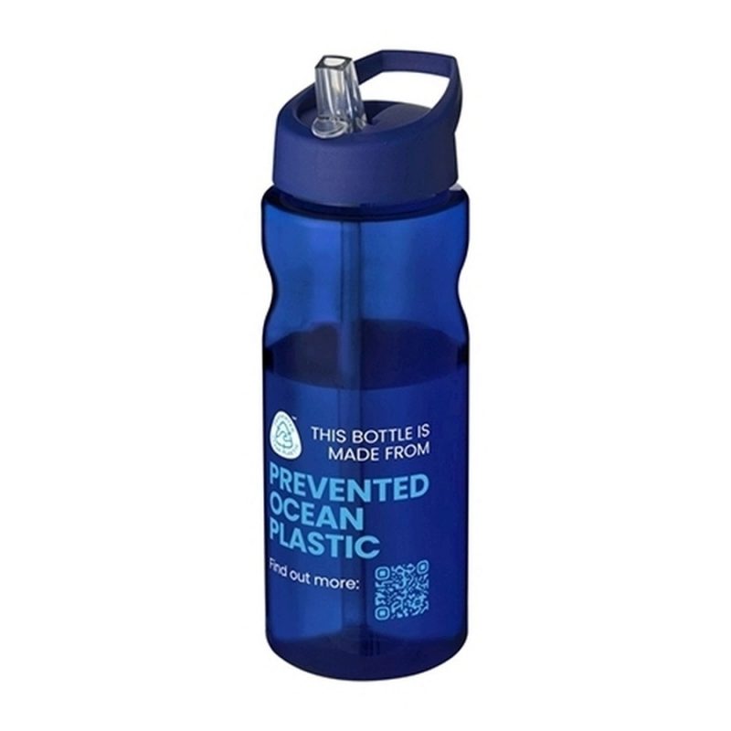 Custom Printed Blue lid and Blue Sports Bottle