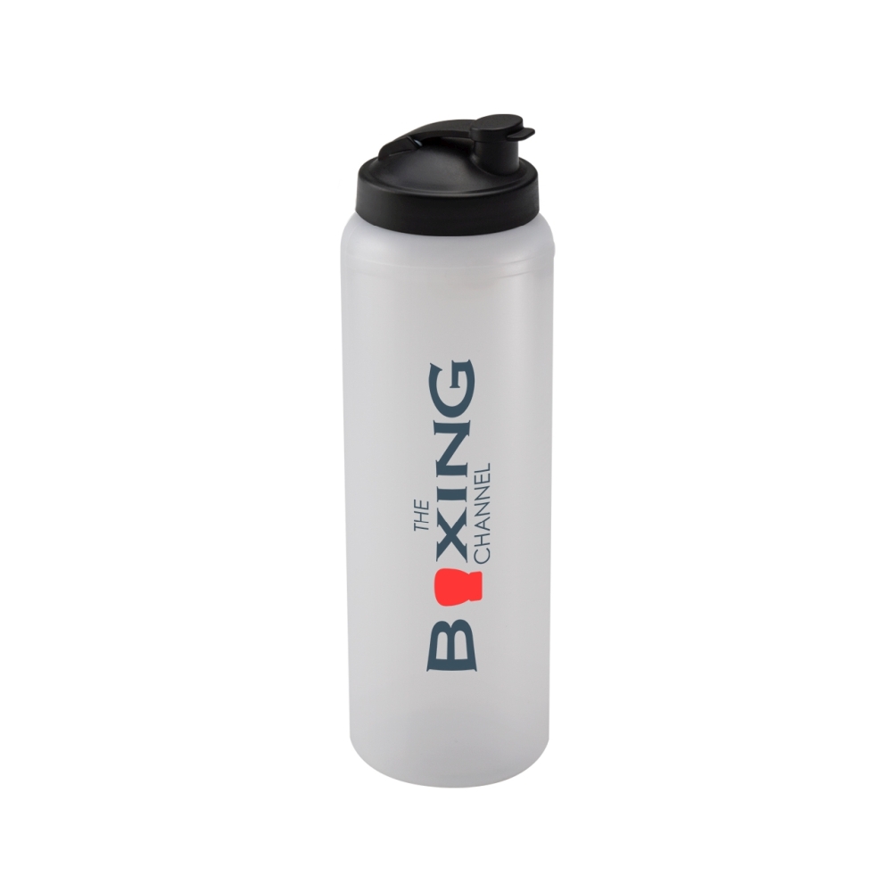 Custom Printed Litre-ClearBody-BlackFlipClipLid-Branded