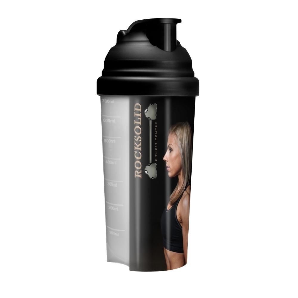 Custom Printed Black Protein Shake Bottle Full Colour