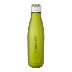 Custom printed Cove stainless steel water bottle - lime green with laser engraving